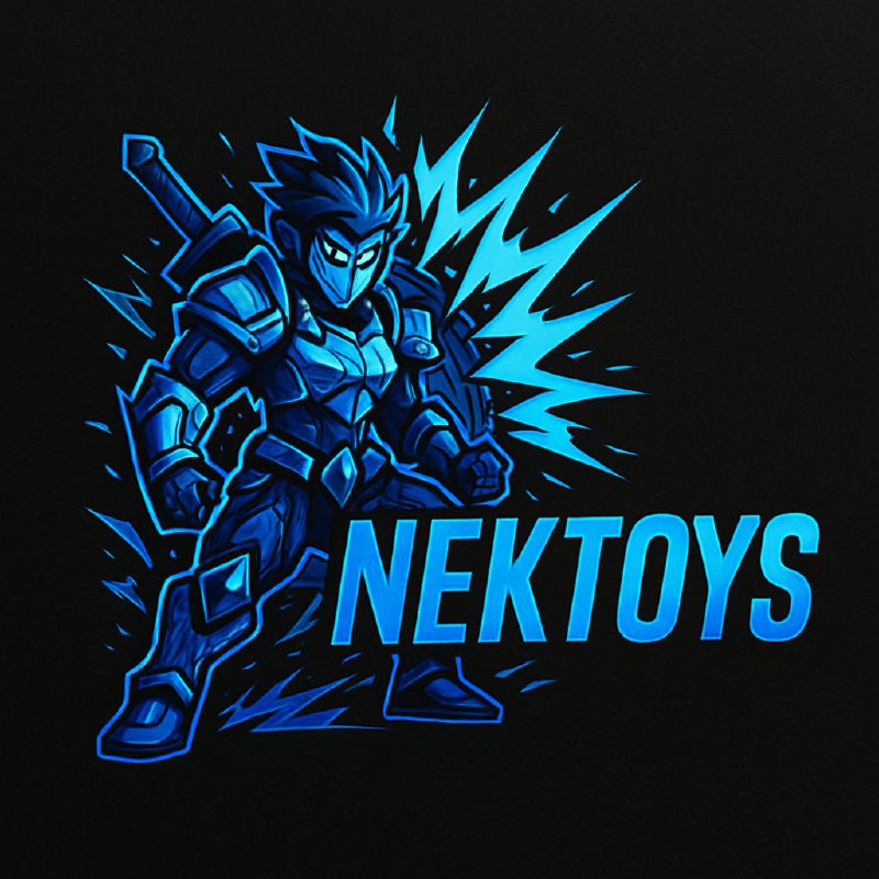Logo NekToys com guerreiro azul